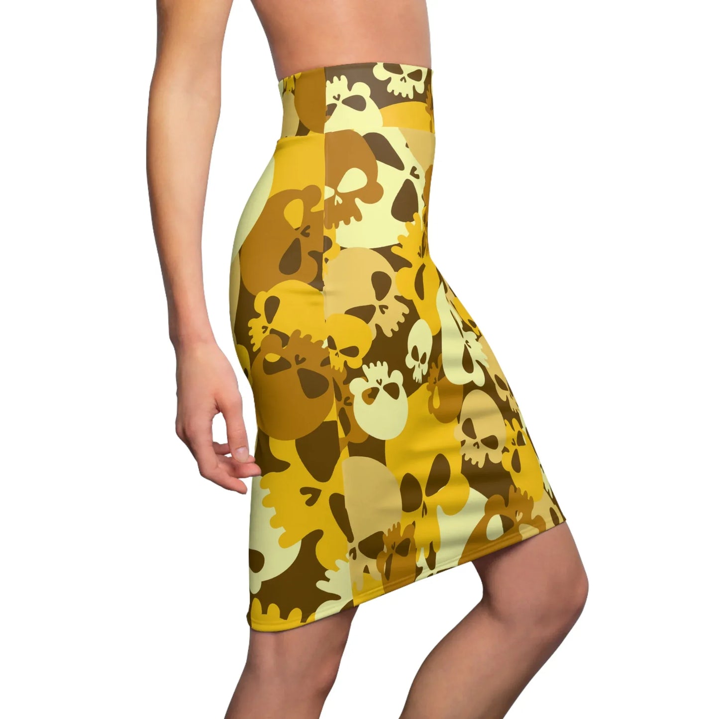 yellow-skull-bleistiftrock-fur-damen-eleganter-mid-waist-rock-mit-stretch-komfort-bleistiftrock-jlr-design-2 - JLR Design