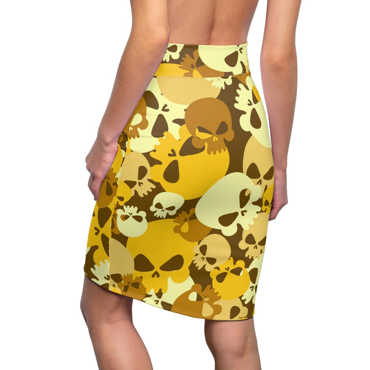yellow-skull-bleistiftrock-fur-damen-eleganter-mid-waist-rock-mit-stretch-komfort-bleistiftrock-jlr-design-3 - JLR Design