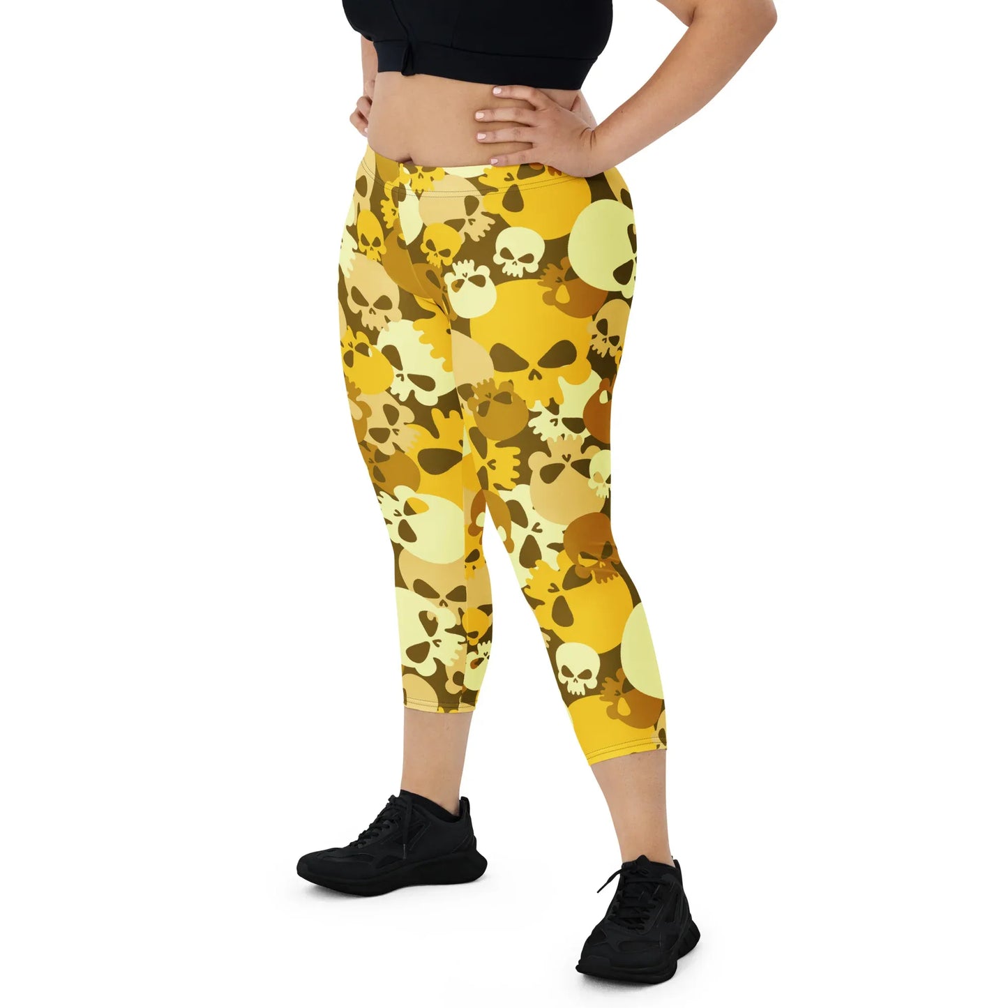 yellow-skull-damen-capri-leggings-capri-leggings-jlr-design-1 - JLR Design