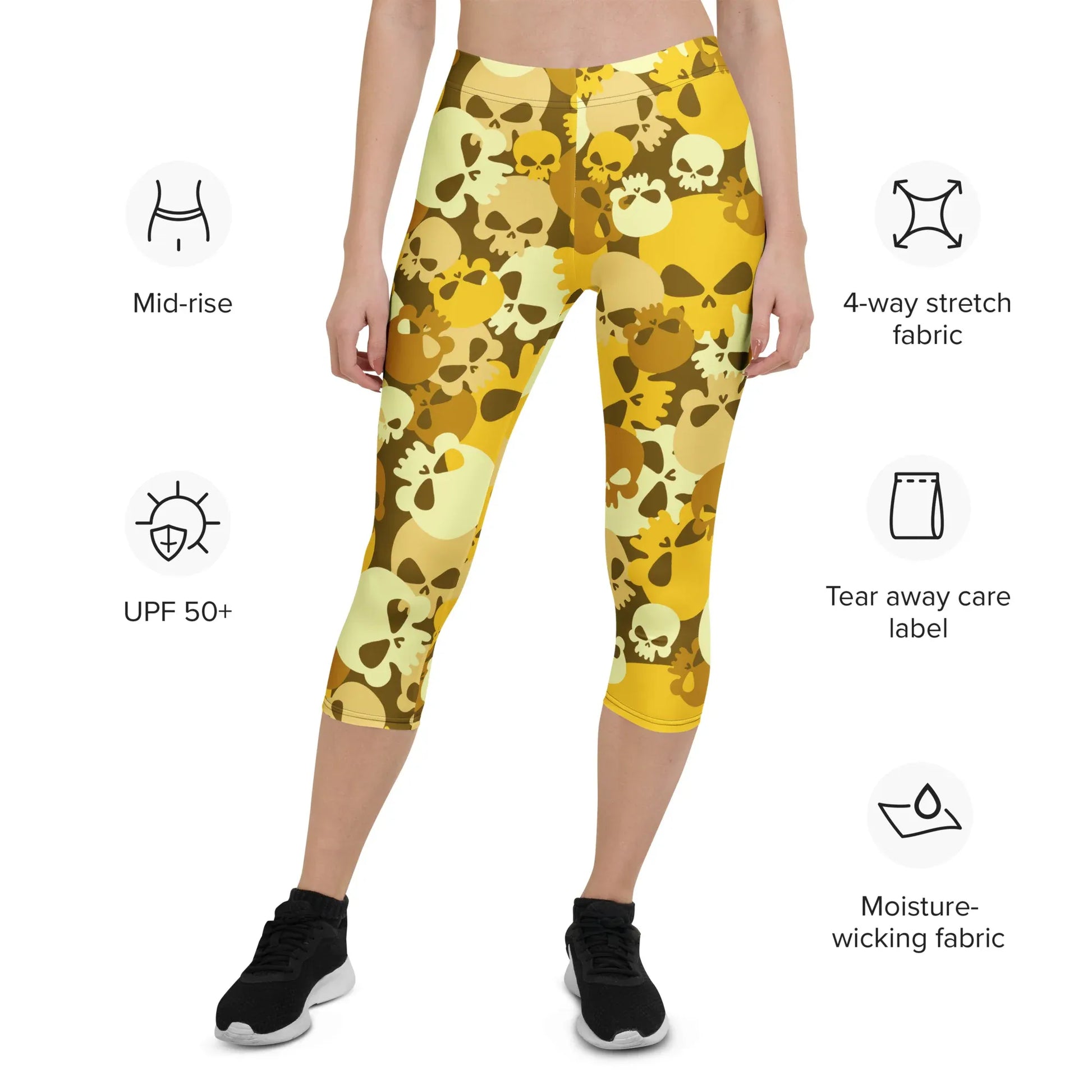 yellow-skull-damen-capri-leggings-capri-leggings-jlr-design-6 - JLR Design