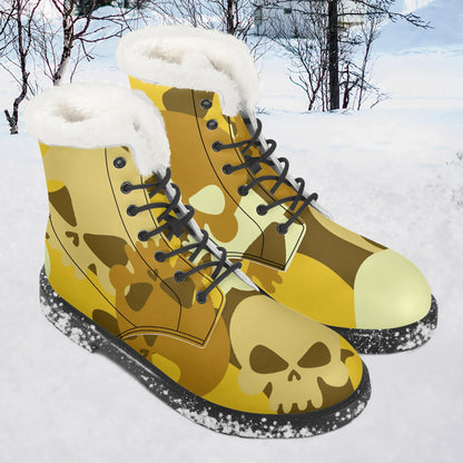 yellow-skull-faux-fur-leder-boots-boots-jlr-design-1 - JLR Design