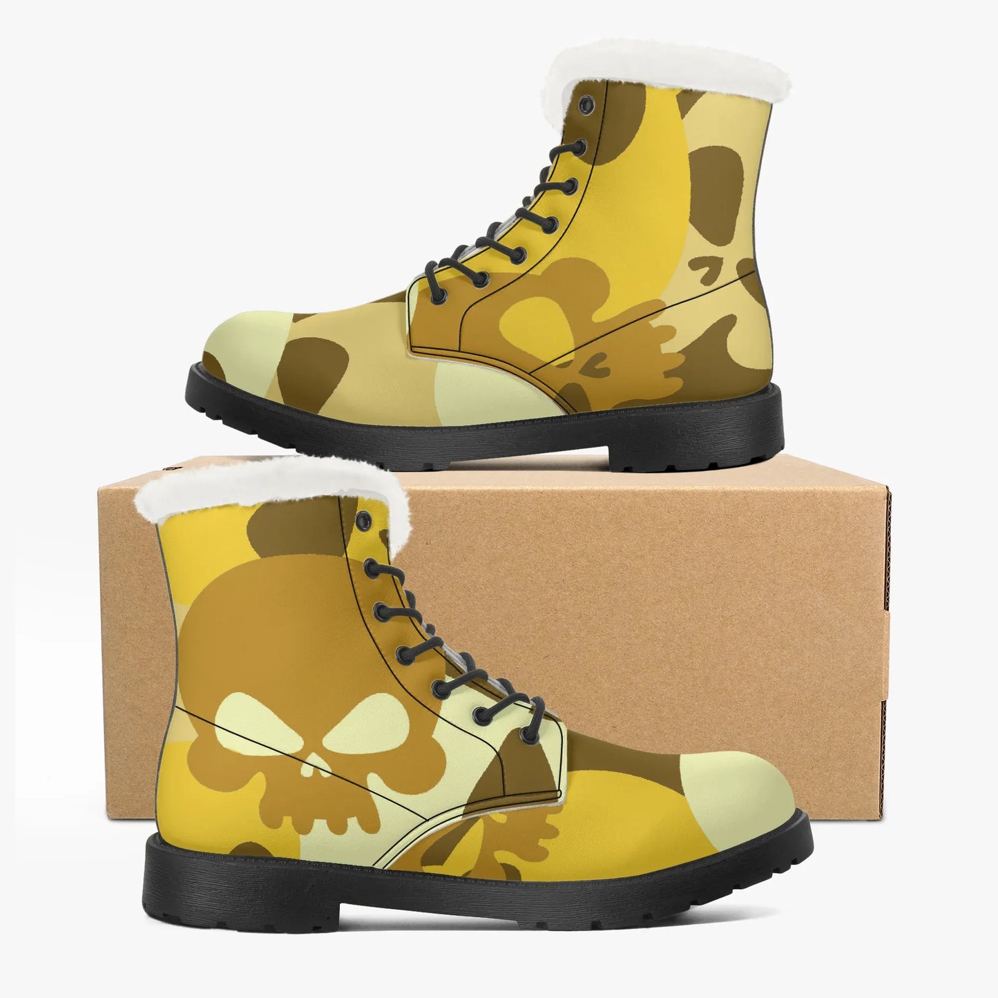 yellow-skull-faux-fur-leder-boots-boots-jlr-design-5 - JLR Design