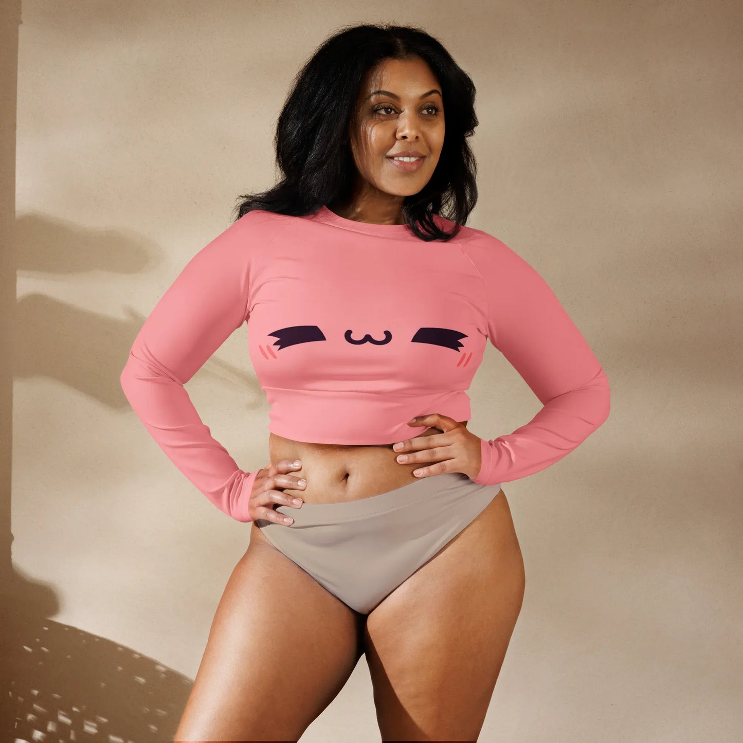 zufriedener-kawaii-long-sleeve-crop-top-long-sleeve-crop-top-jlr-design-1-32360 - JLR Design