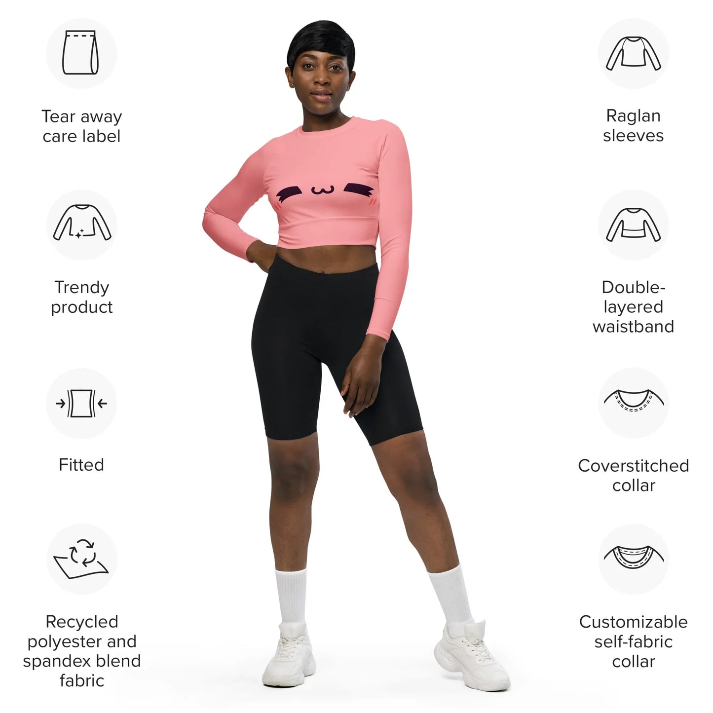 zufriedener-kawaii-long-sleeve-crop-top-long-sleeve-crop-top-jlr-design-3-95862 - JLR Design