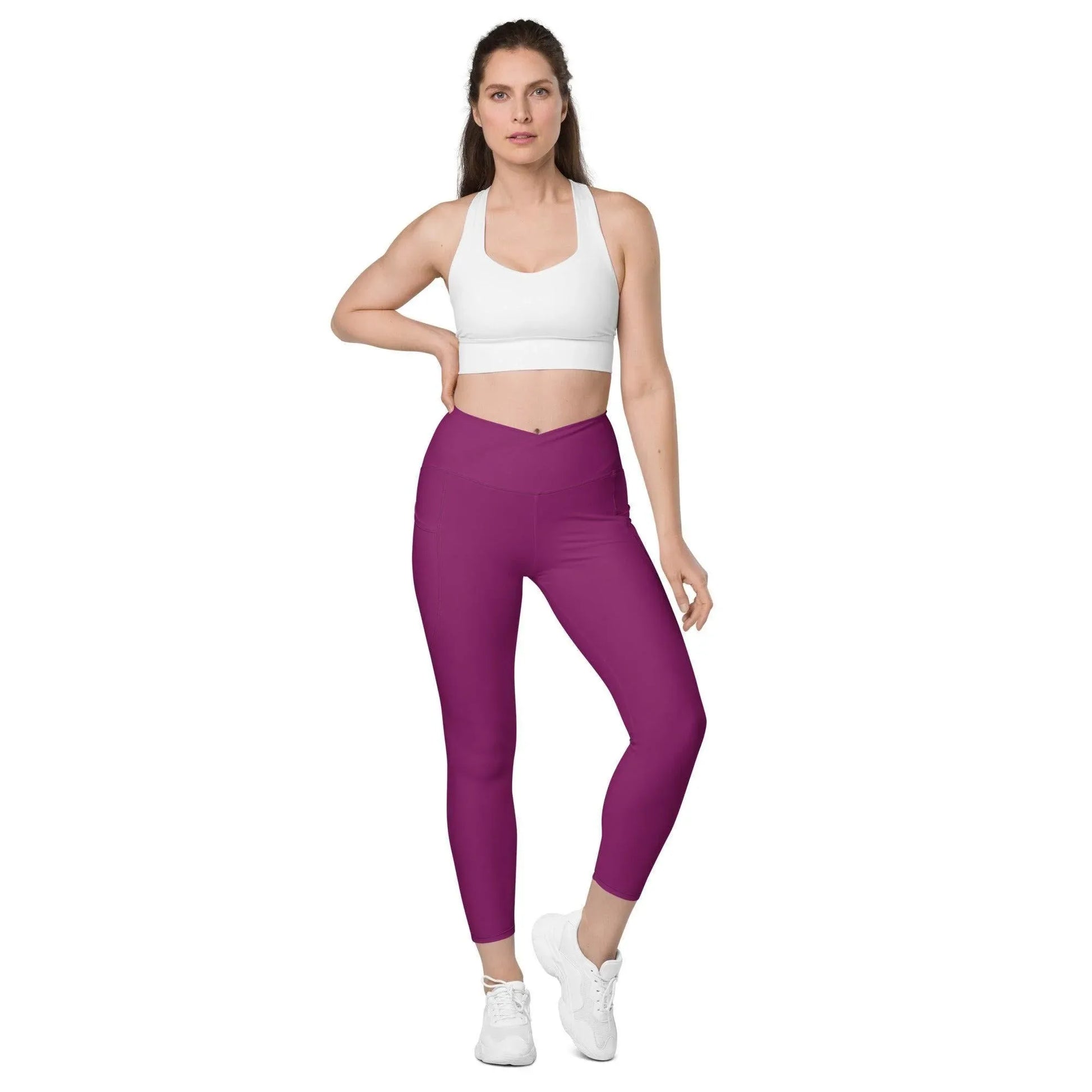 aubergine-damen-v-bund-leggings-mit-taschen-v-bund-leggings-jlr-design-7 - JLR Design