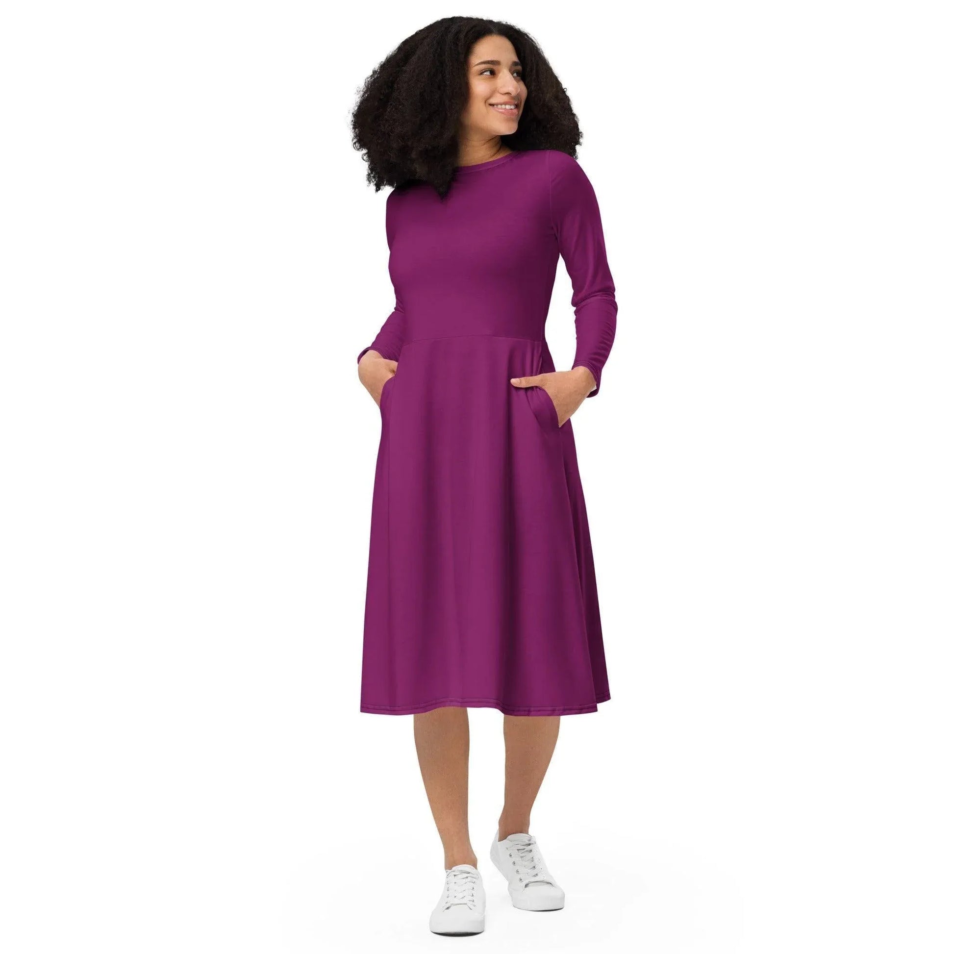 aubergine-langarmliges-midikleid-midikleid-jlr-design-1 - JLR Design