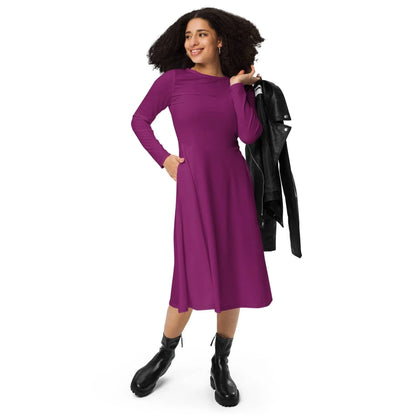 aubergine-langarmliges-midikleid-midikleid-jlr-design-2 - JLR Design