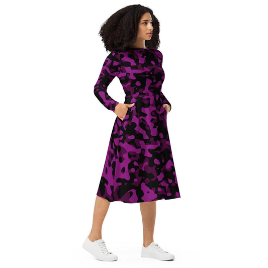 black-violet-camouflage-langarmliges-midikleid-midikleid-jlr-design-1 - JLR Design