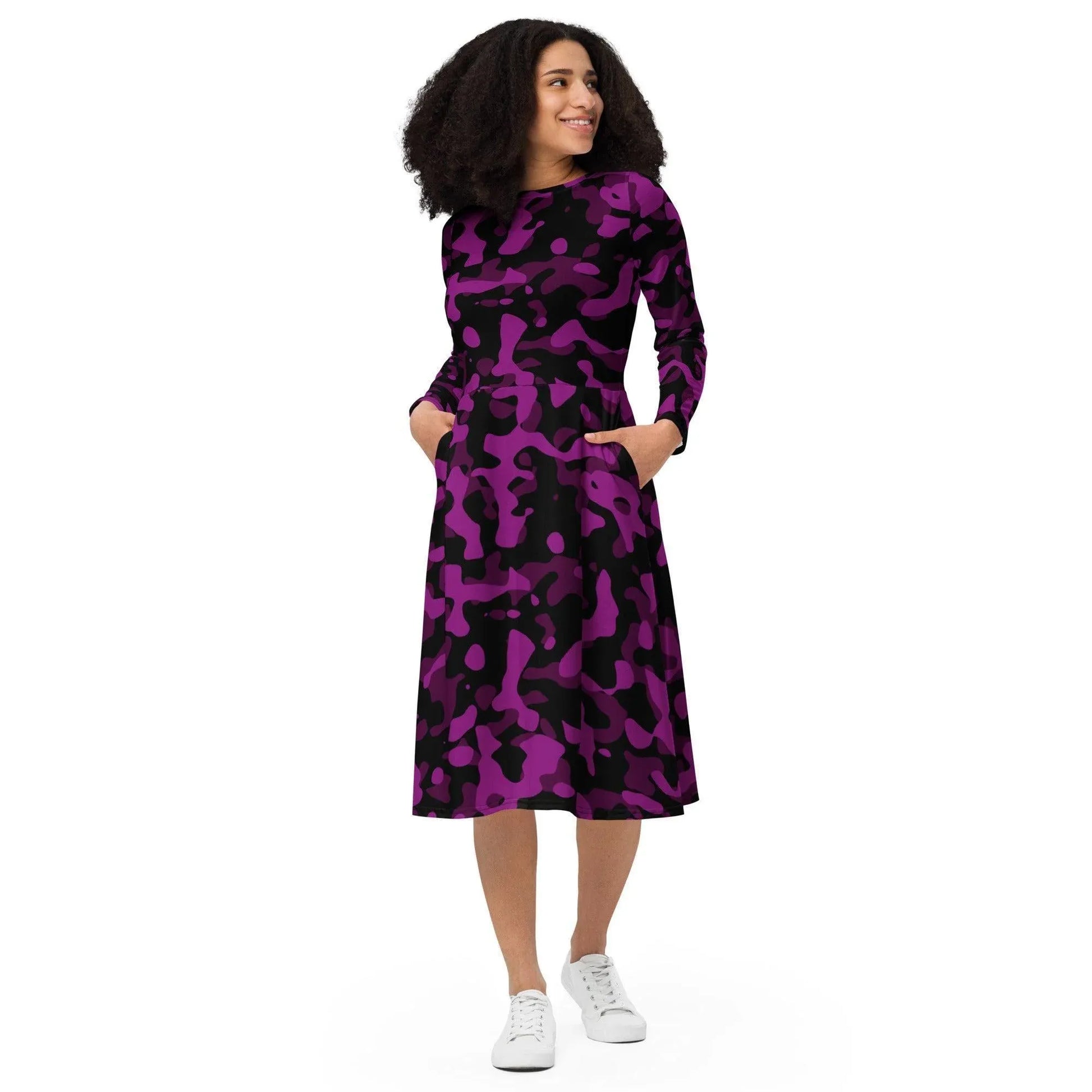 black-violet-camouflage-langarmliges-midikleid-midikleid-jlr-design-4 - JLR Design