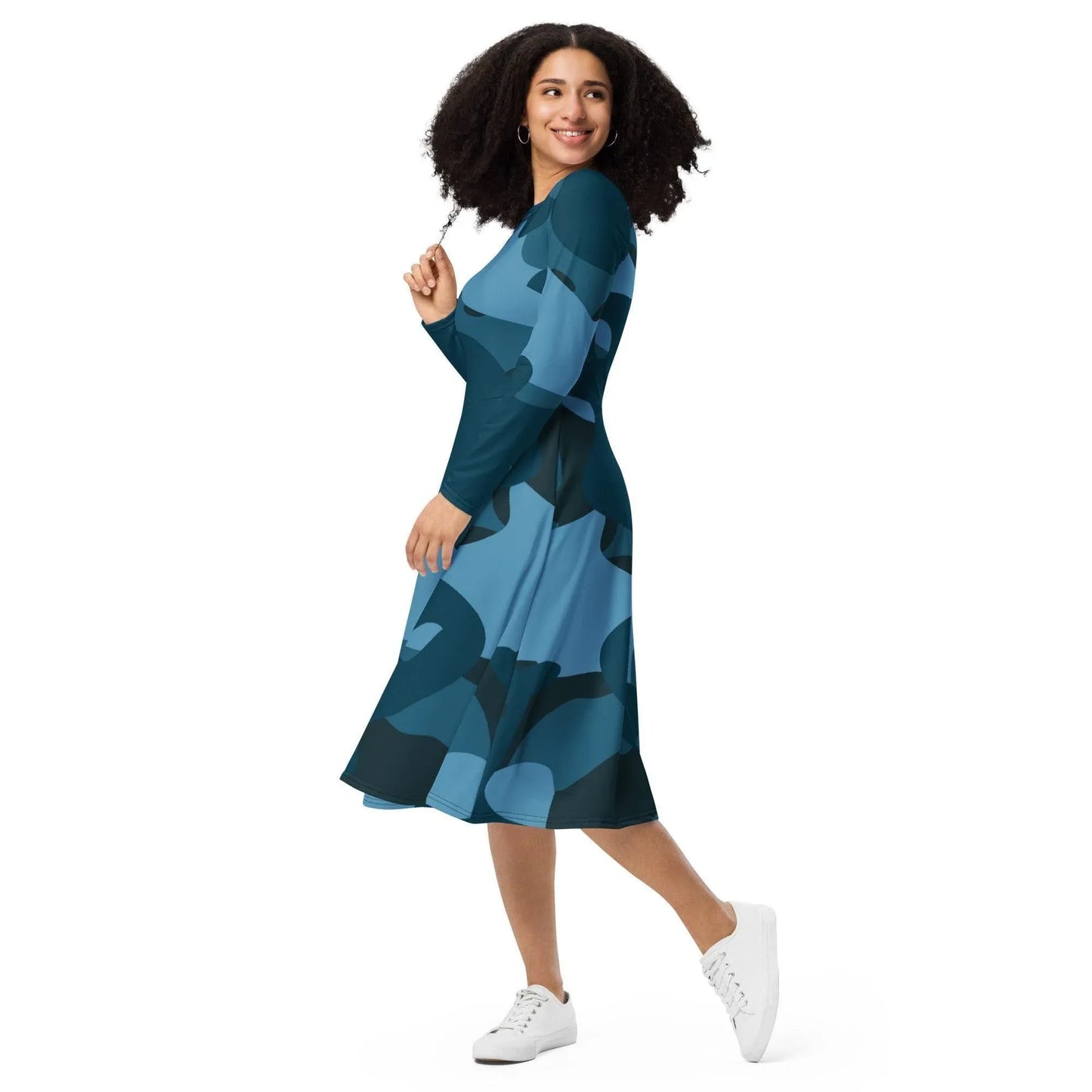 blaues-camouflage-langarmliges-midikleid-midikleid-jlr-design-1 - JLR Design