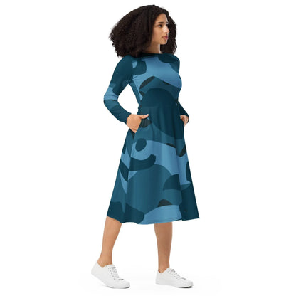 blaues-camouflage-langarmliges-midikleid-midikleid-jlr-design-4 - JLR Design