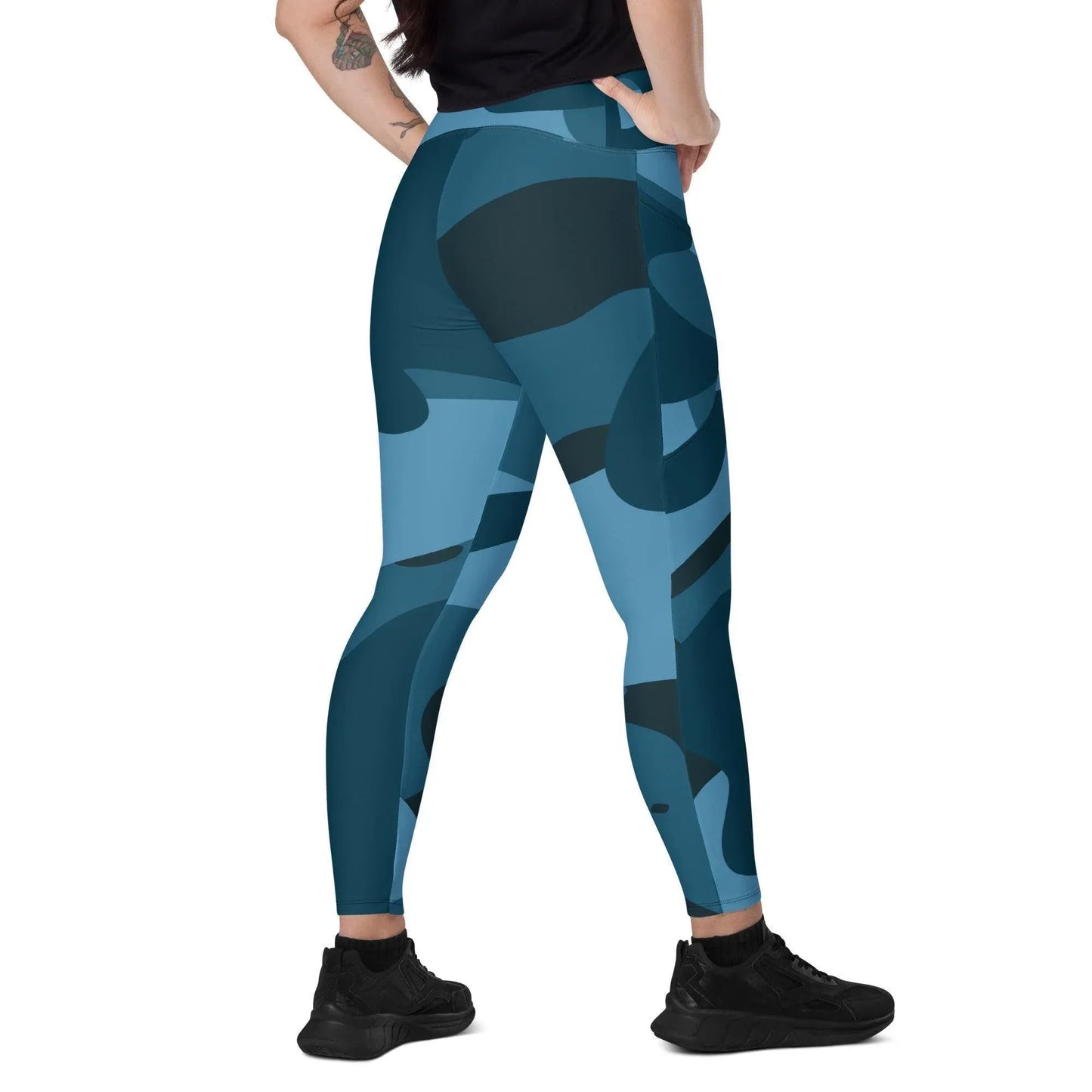 blue-camouflage-damen-v-bund-leggings-mit-taschen-v-bund-leggings-jlr-design-3 - JLR Design