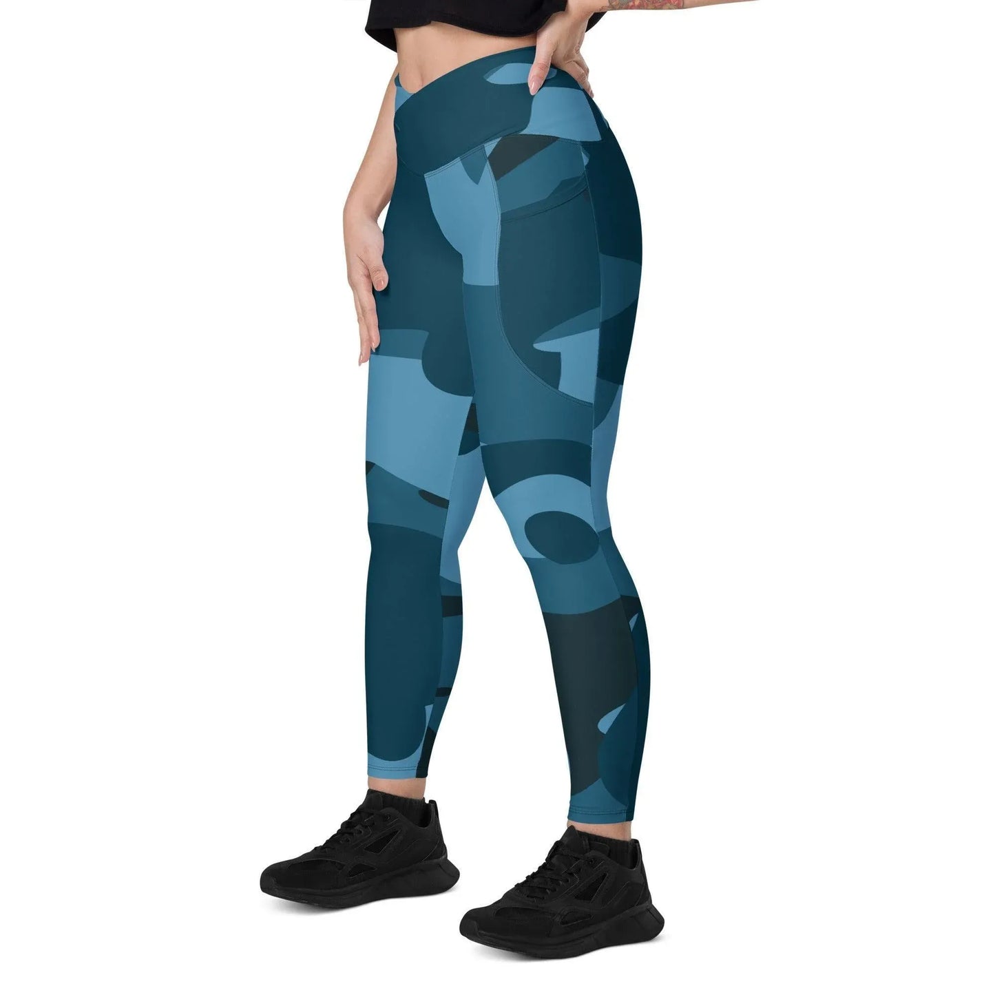 blue-camouflage-damen-v-bund-leggings-mit-taschen-v-bund-leggings-jlr-design-6 - JLR Design