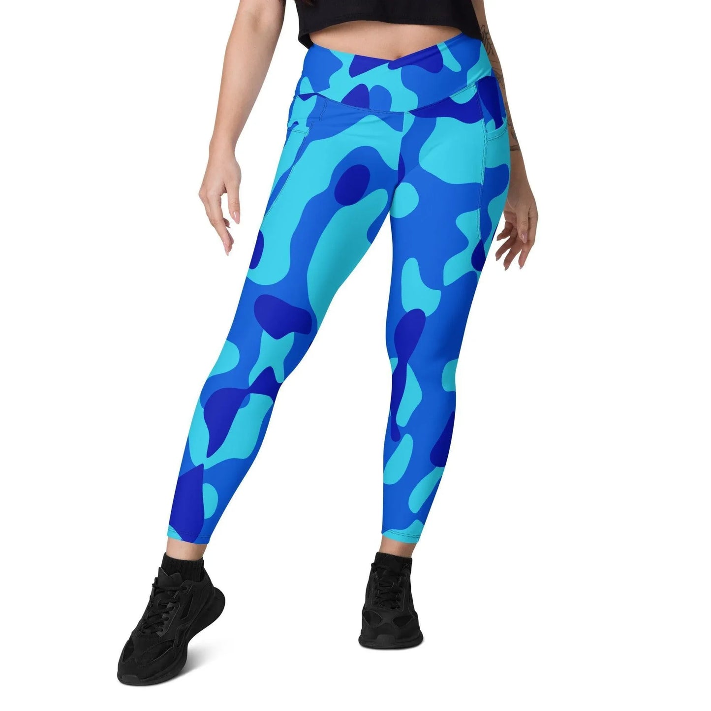 blue-camouflage-damen-v-bund-leggings-mit-taschen-v-bund-leggings-jlr-design-66098 - JLR Design