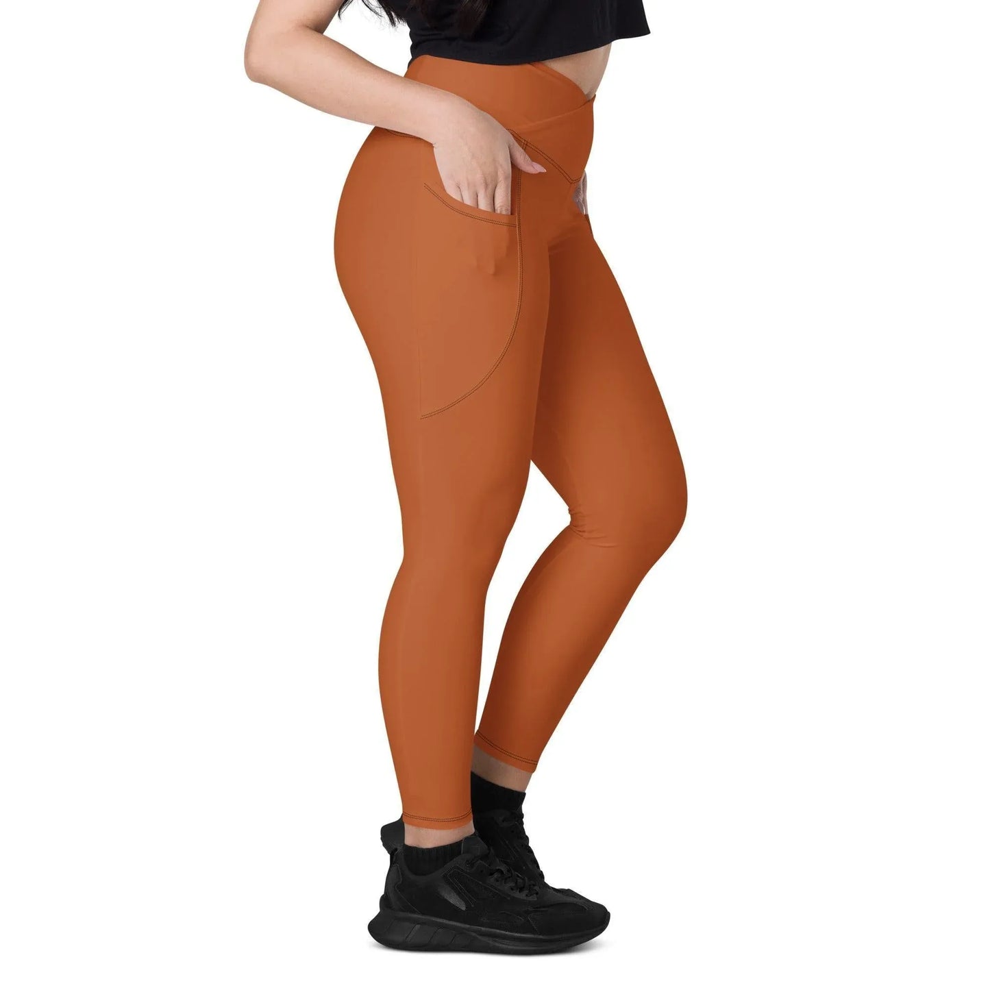 braune-damen-v-bund-leggings-mit-taschen-v-bund-leggings-jlr-design-2 - JLR Design
