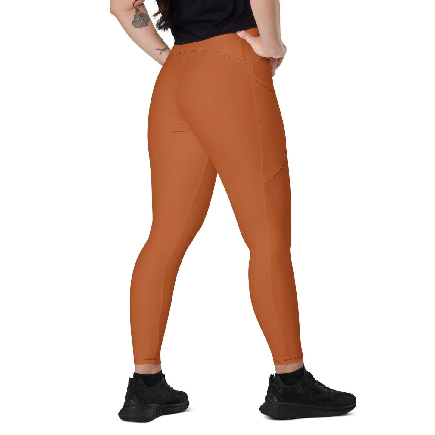 braune-damen-v-bund-leggings-mit-taschen-v-bund-leggings-jlr-design-3 - JLR Design