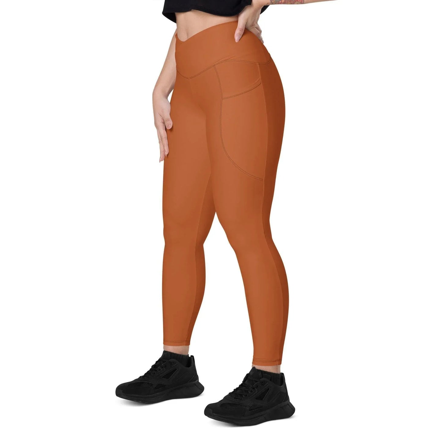 braune-damen-v-bund-leggings-mit-taschen-v-bund-leggings-jlr-design-6 - JLR Design