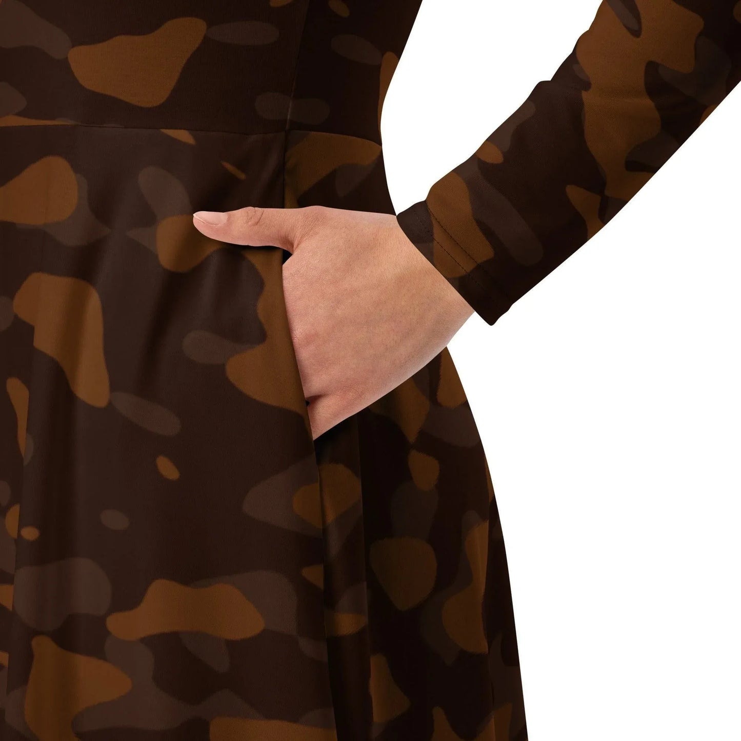 braunes-camouflage-langarmliges-midikleid-midikleid-jlr-design-3 - JLR Design