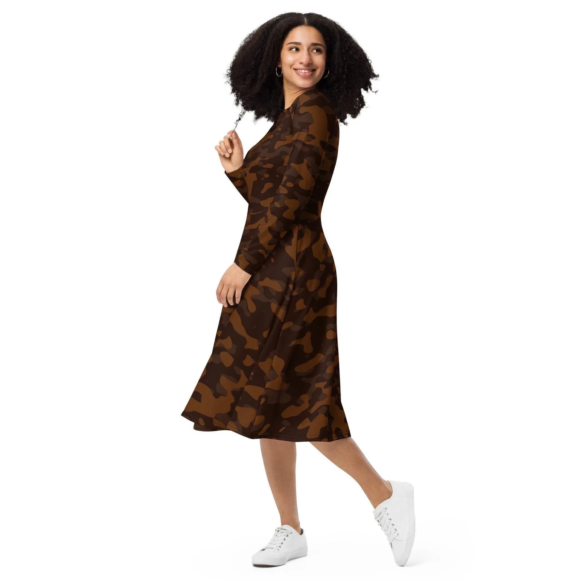 braunes-camouflage-langarmliges-midikleid-midikleid-jlr-design-6 - JLR Design