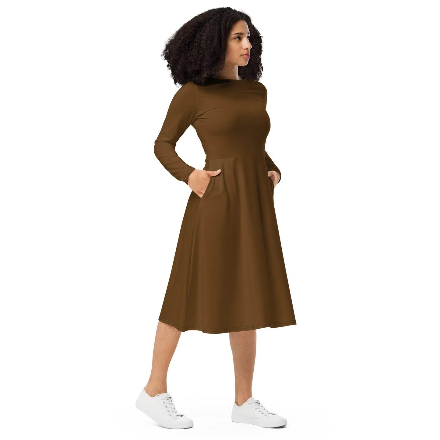 braunes-langarmliges-midikleid-midikleid-jlr-design-5 - JLR Design