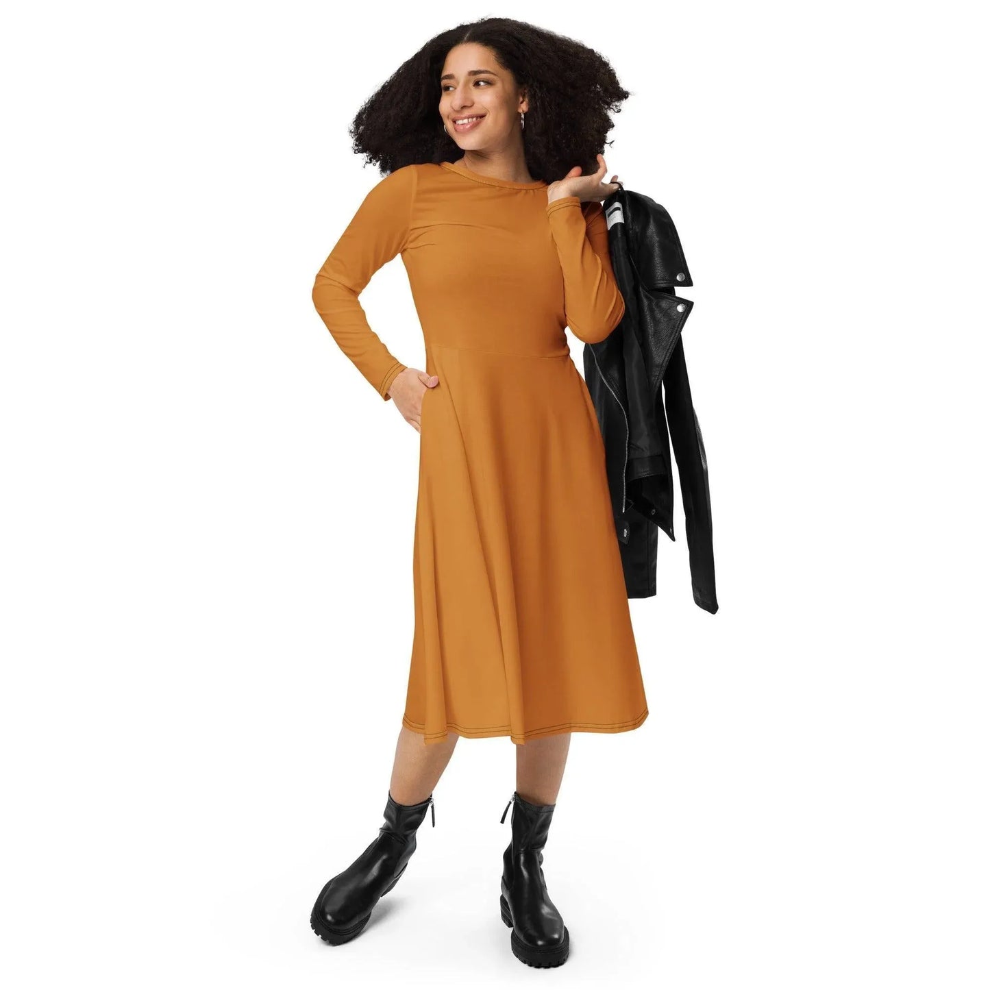 bronze-langarmliges-midikleid-midikleid-jlr-design-1 - JLR Design