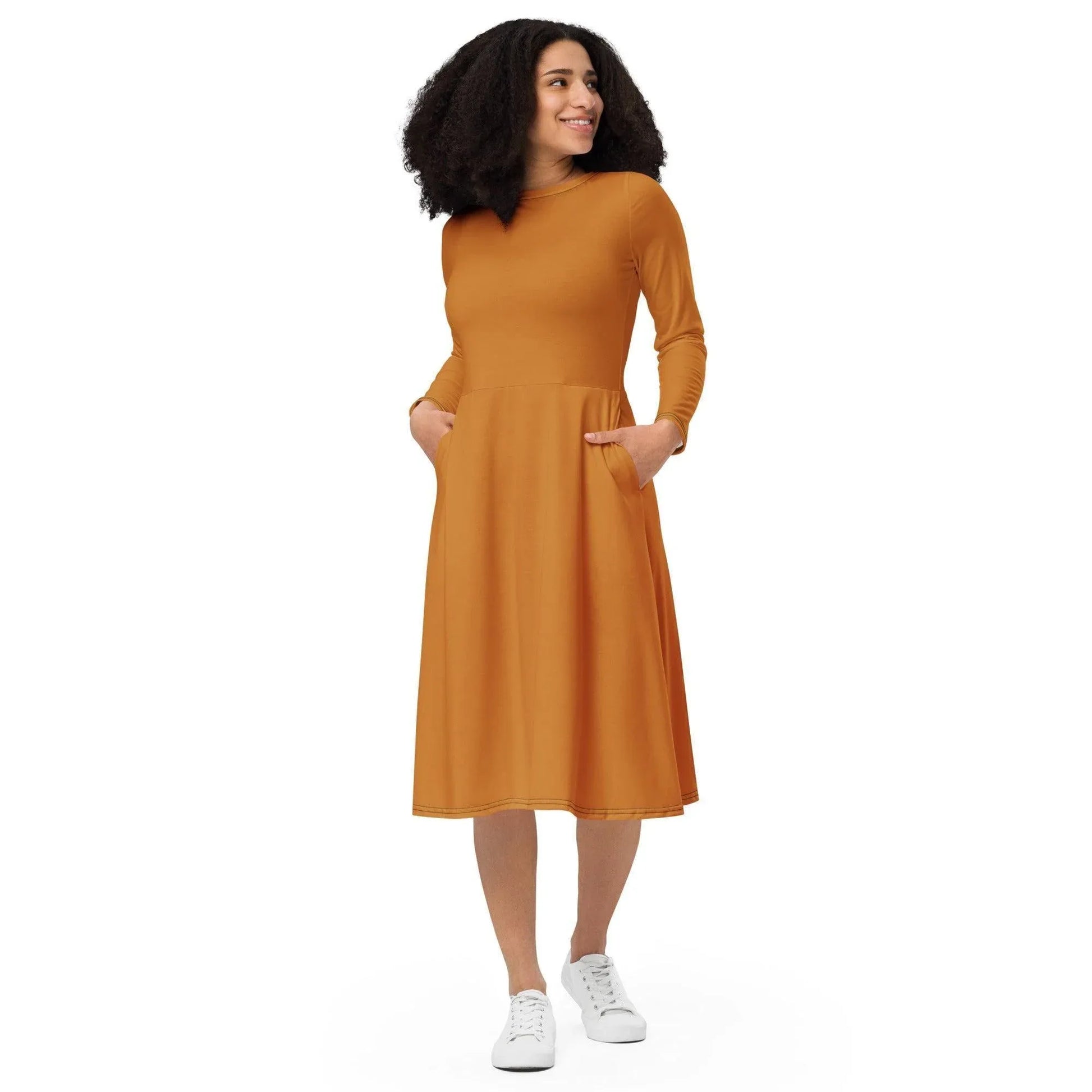 bronze-langarmliges-midikleid-midikleid-jlr-design-2 - JLR Design