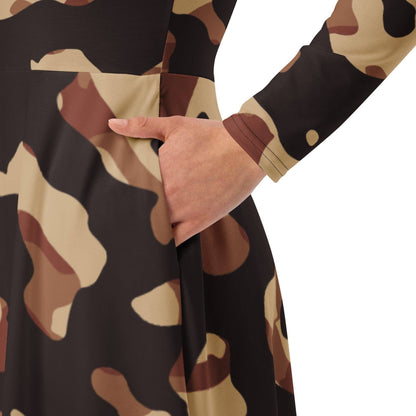 brown-camouflage-langarmliges-midikleid-midikleid-jlr-design-3 - JLR Design
