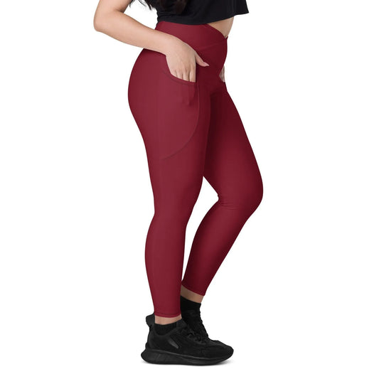 burgund-damen-v-bund-leggings-mit-taschen-v-bund-leggings-jlr-design-1 - JLR Design