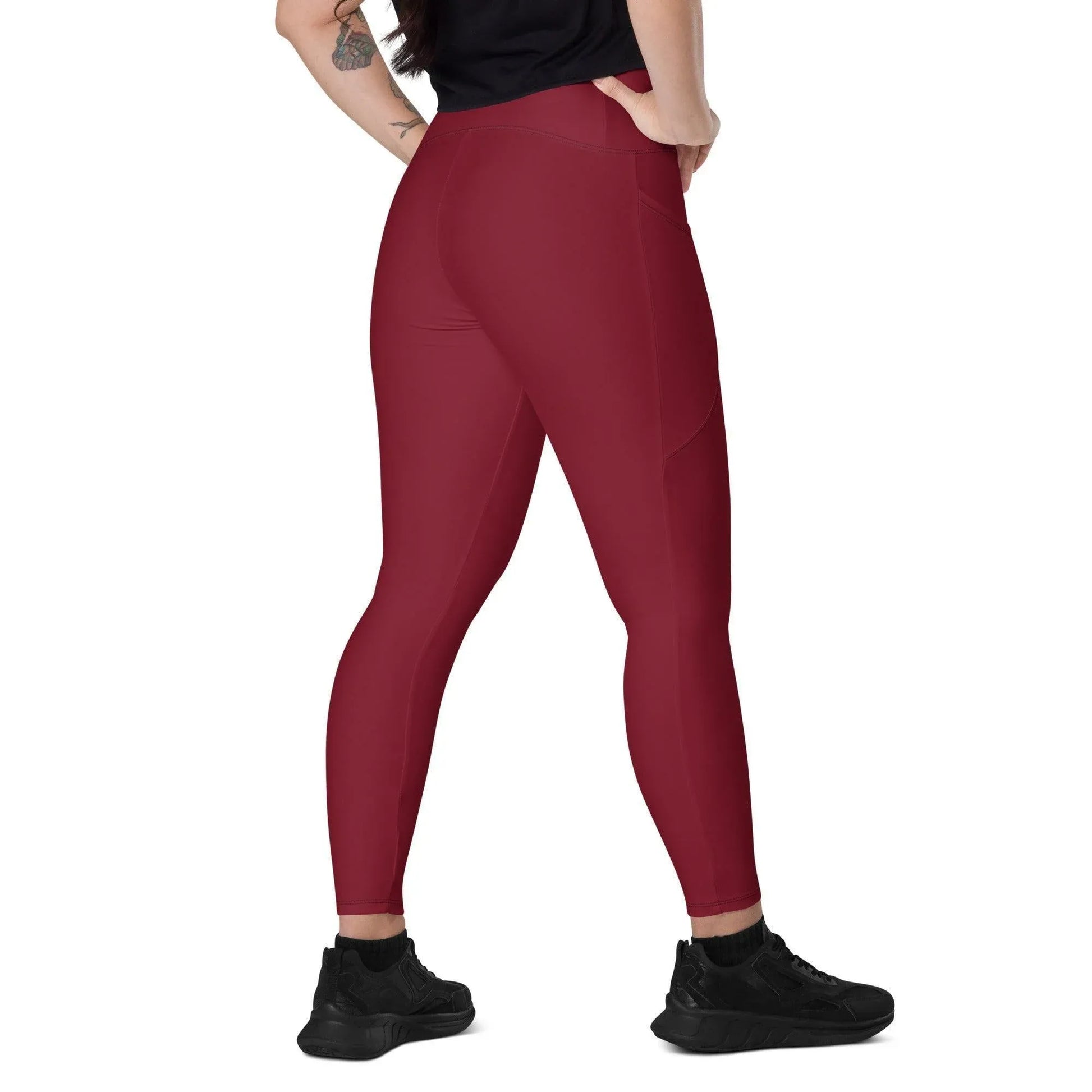 burgund-damen-v-bund-leggings-mit-taschen-v-bund-leggings-jlr-design-2 - JLR Design