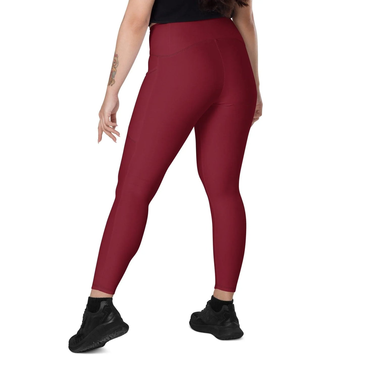 burgund-damen-v-bund-leggings-mit-taschen-v-bund-leggings-jlr-design-3 - JLR Design