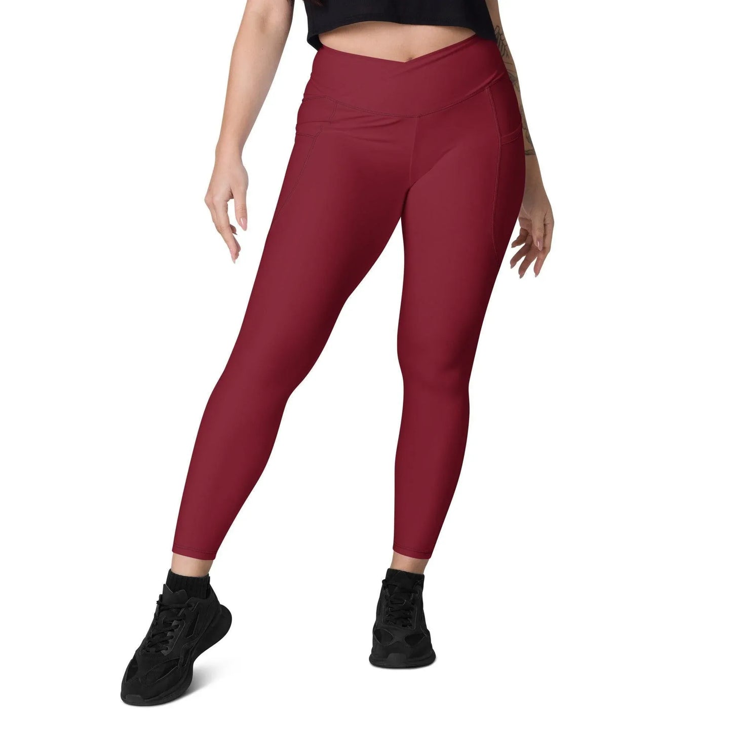 burgund-damen-v-bund-leggings-mit-taschen-v-bund-leggings-jlr-design-4 - JLR Design