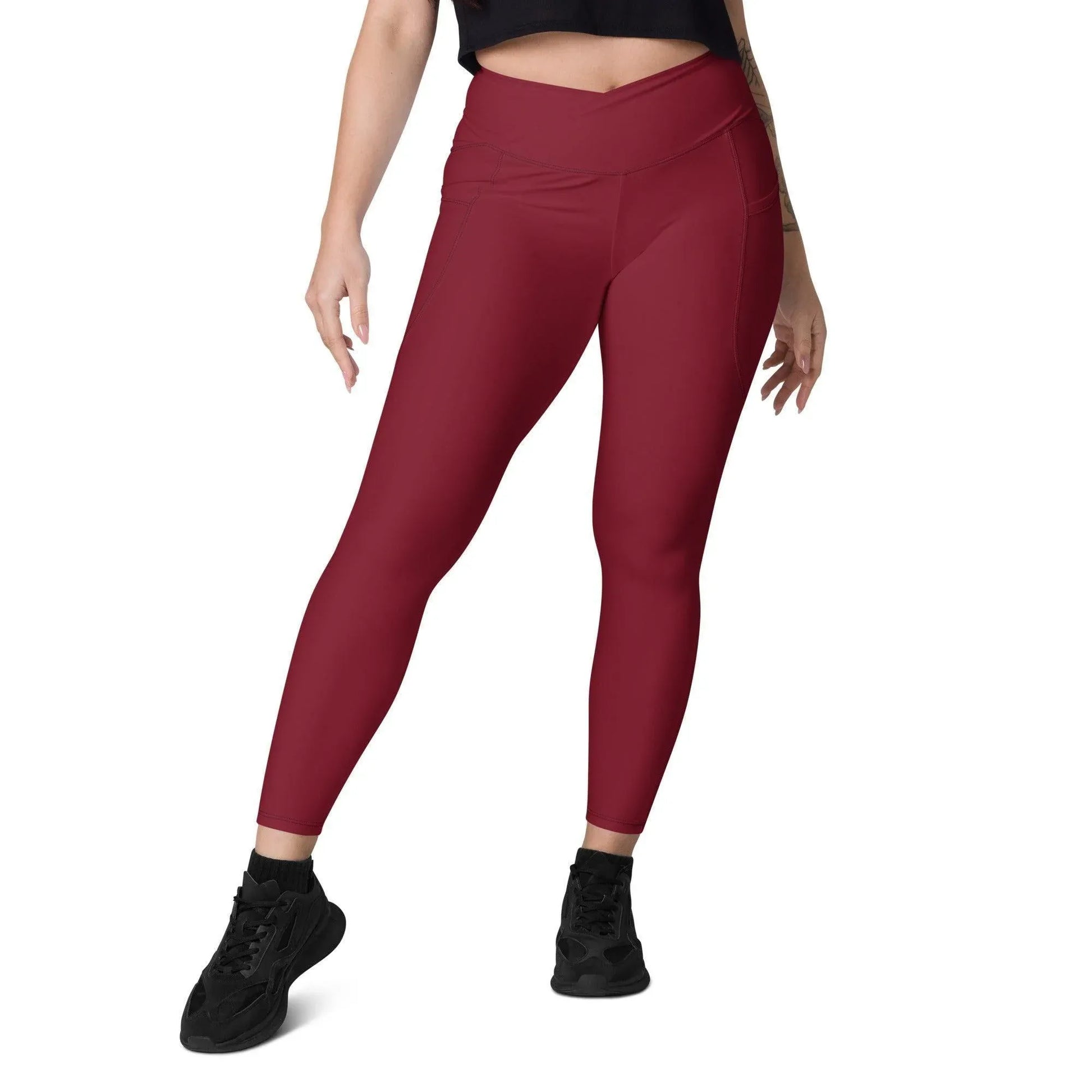burgund-damen-v-bund-leggings-mit-taschen-v-bund-leggings-jlr-design-4 - JLR Design