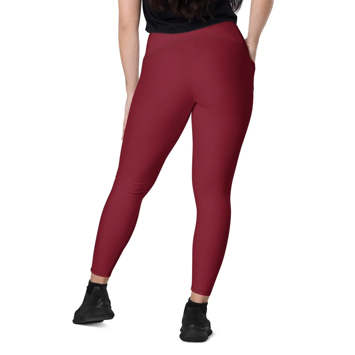 burgund-damen-v-bund-leggings-mit-taschen-v-bund-leggings-jlr-design-5 - JLR Design