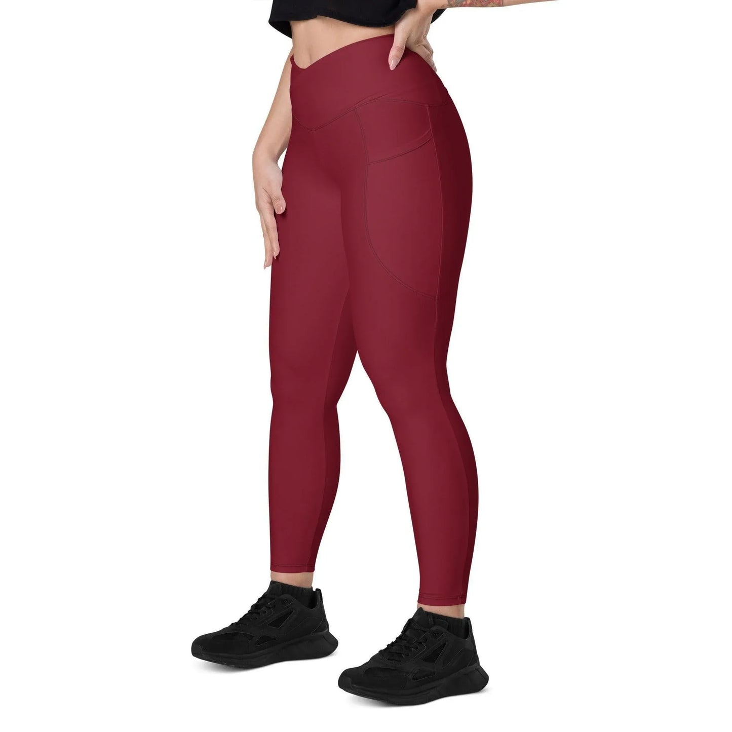 burgund-damen-v-bund-leggings-mit-taschen-v-bund-leggings-jlr-design-6 - JLR Design