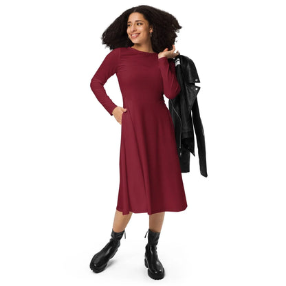 burgund-langarmliges-midikleid-midikleid-jlr-design-2 - JLR Design