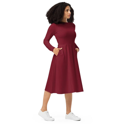 burgund-langarmliges-midikleid-midikleid-jlr-design-5 - JLR Design