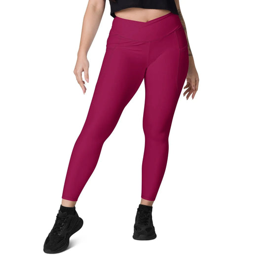 burgundy-damen-v-bund-leggings-mit-taschen-v-bund-leggings-jlr-design-1 - JLR Design
