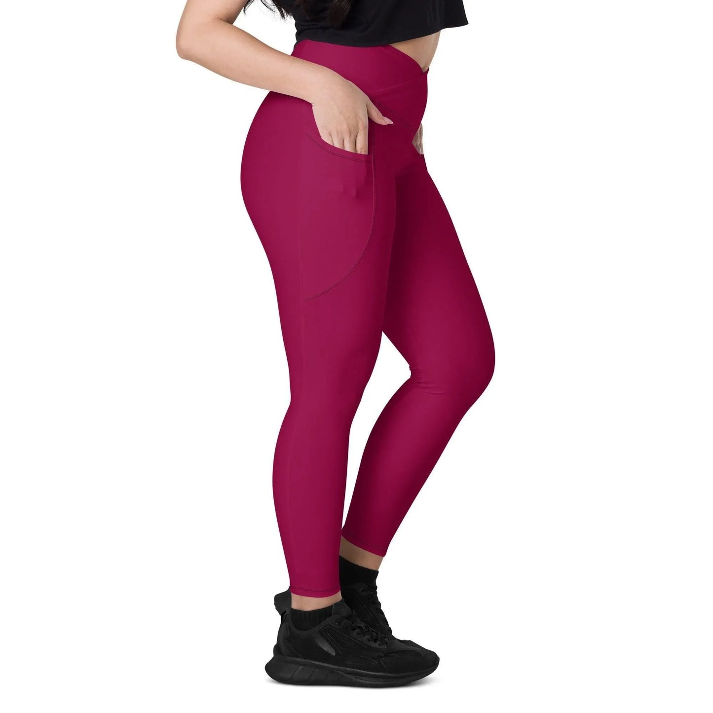 burgundy-damen-v-bund-leggings-mit-taschen-v-bund-leggings-jlr-design-2 - JLR Design