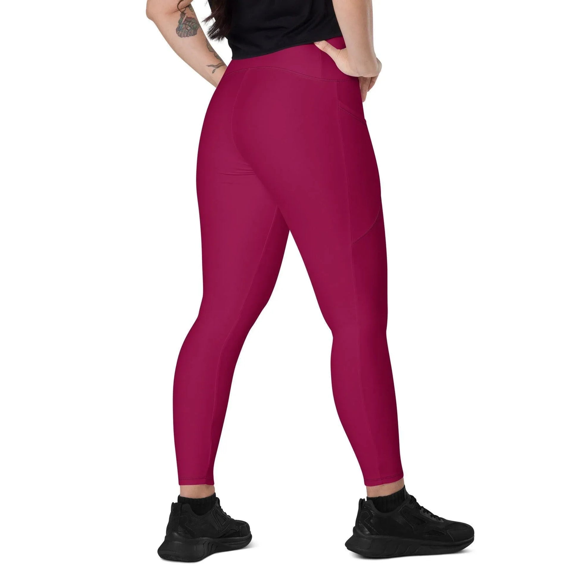 burgundy-damen-v-bund-leggings-mit-taschen-v-bund-leggings-jlr-design-3 - JLR Design