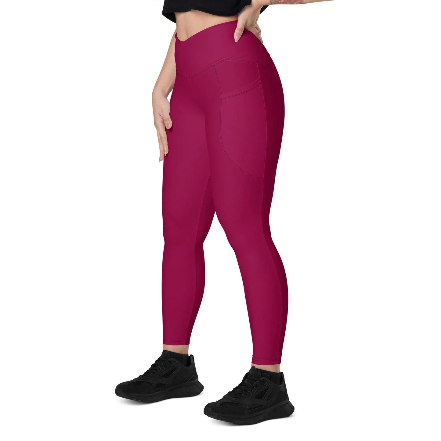 burgundy-damen-v-bund-leggings-mit-taschen-v-bund-leggings-jlr-design-6 - JLR Design