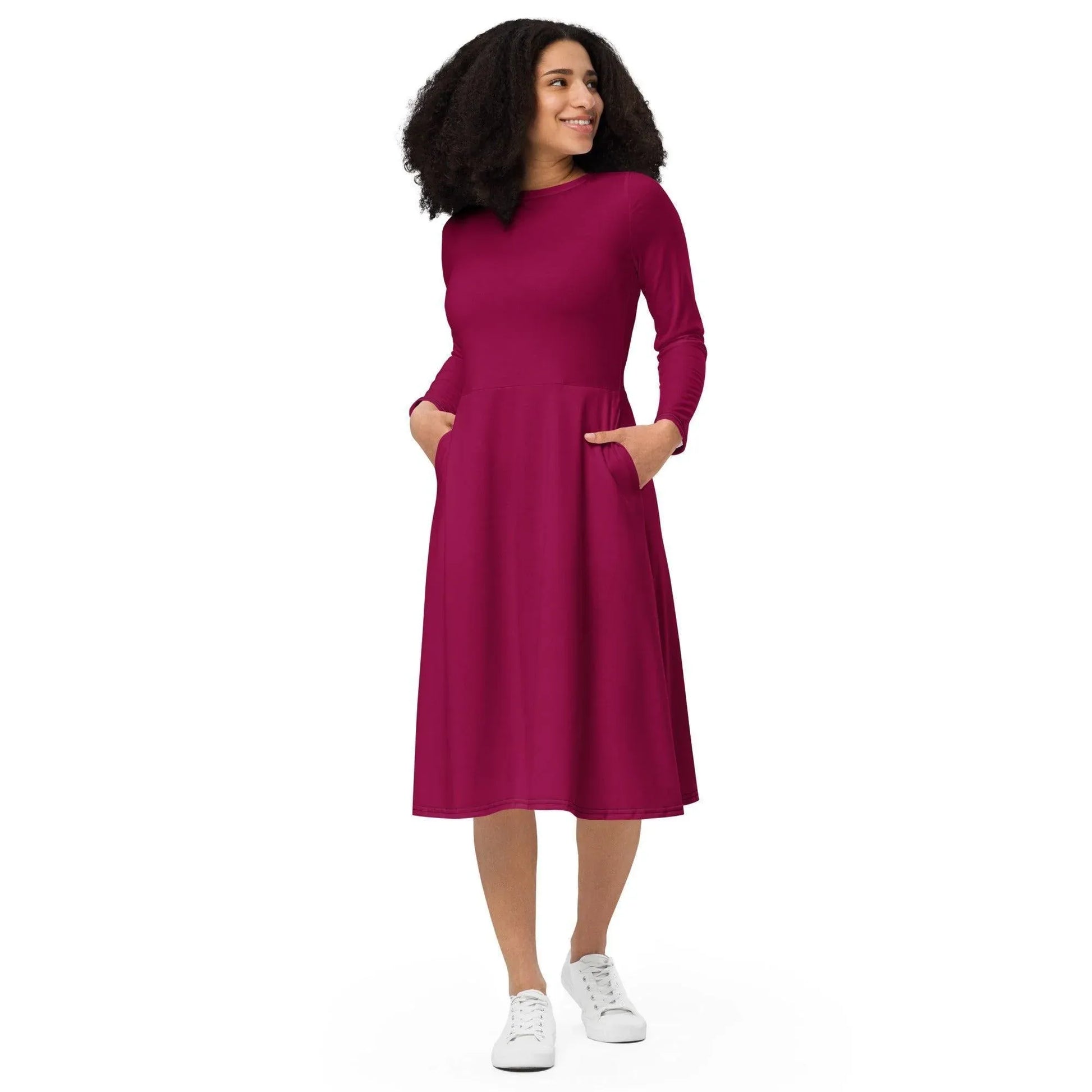 burgundy-langarmliges-midikleid-midikleid-jlr-design-1 - JLR Design