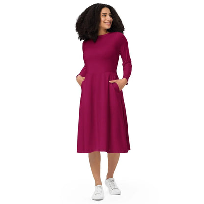 burgundy-langarmliges-midikleid-midikleid-jlr-design-1 - JLR Design