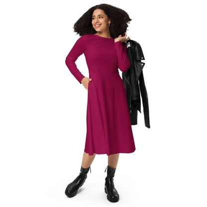 burgundy-langarmliges-midikleid-midikleid-jlr-design-2 - JLR Design