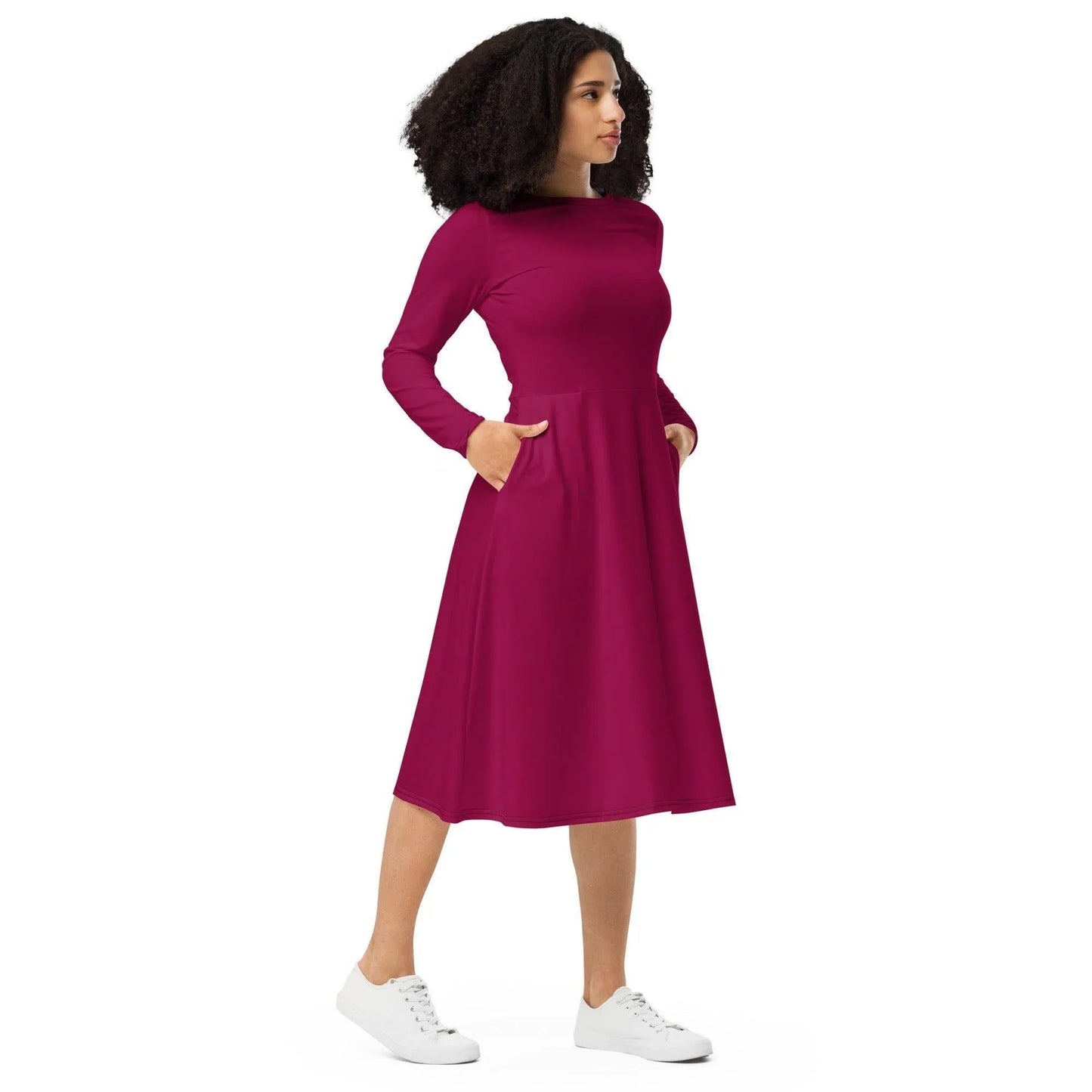 burgundy-langarmliges-midikleid-midikleid-jlr-design-5 - JLR Design