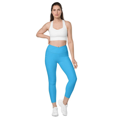 deep-sky-blue-damen-v-bund-leggings-mit-taschen-v-bund-leggings-jlr-design-7 - JLR Design