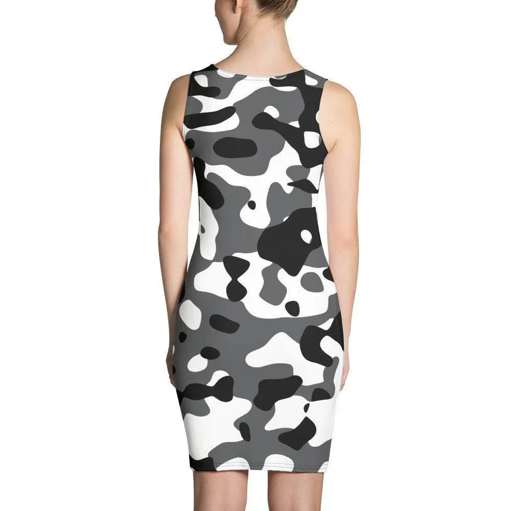 enganliegendes-schwarz-grau-weiss-camouflage-kleid-kleid-jlr-design-2 - JLR Design