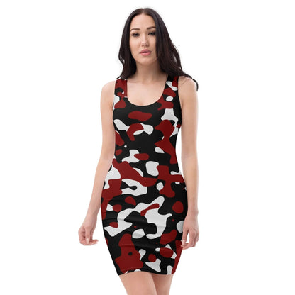 enganliegendes-schwarz-rot-weiss-camouflage-kleid-kleid-jlr-design-2 - JLR Design