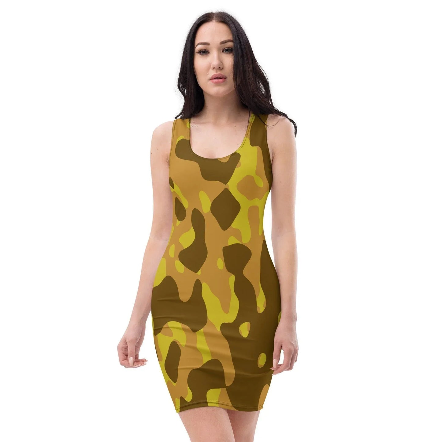 enganliegendes-yellow-camouflage-kleid-kleid-jlr-design-1 - JLR Design