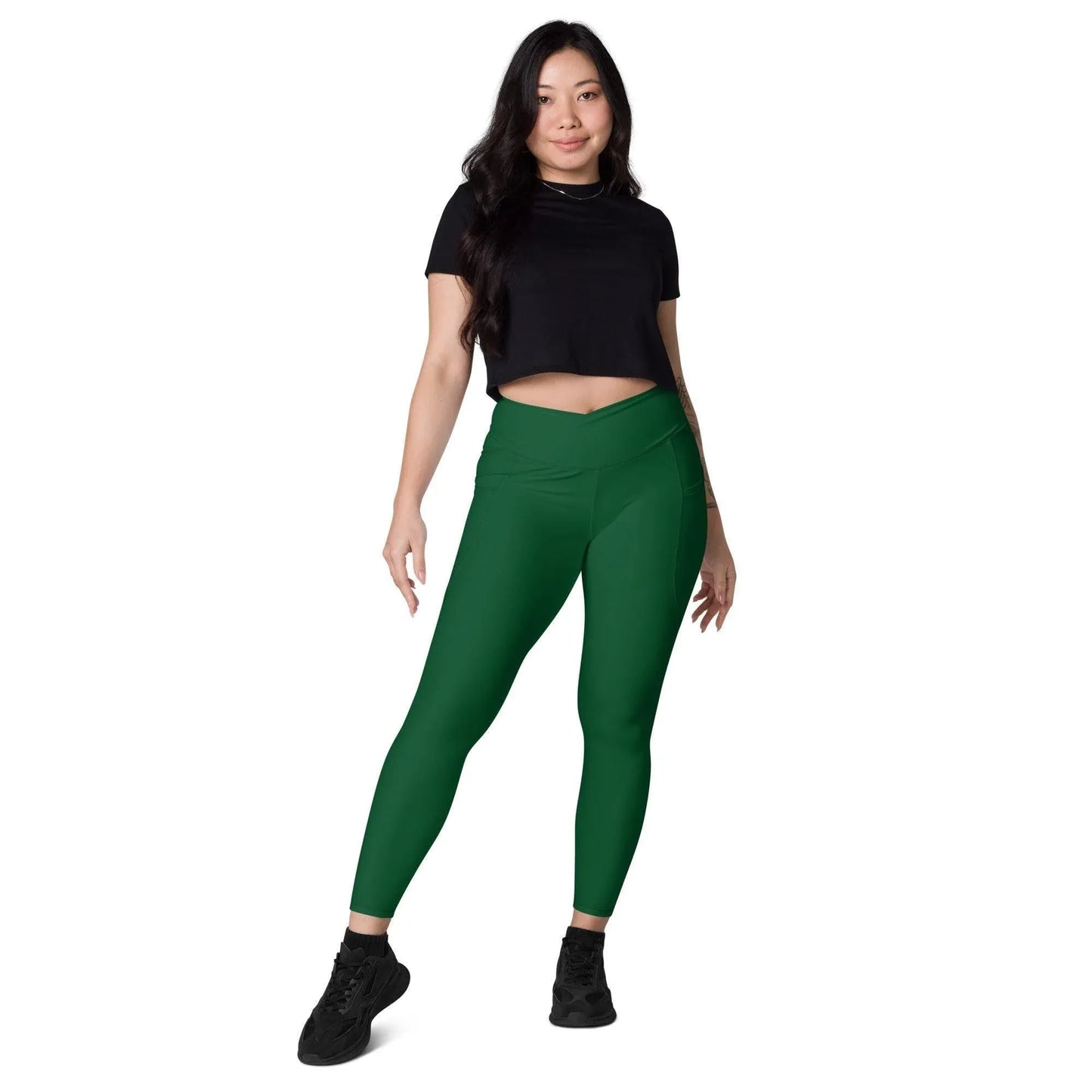 forest-green-damen-v-bund-leggings-mit-taschen-v-bund-leggings-jlr-design-1 - JLR Design