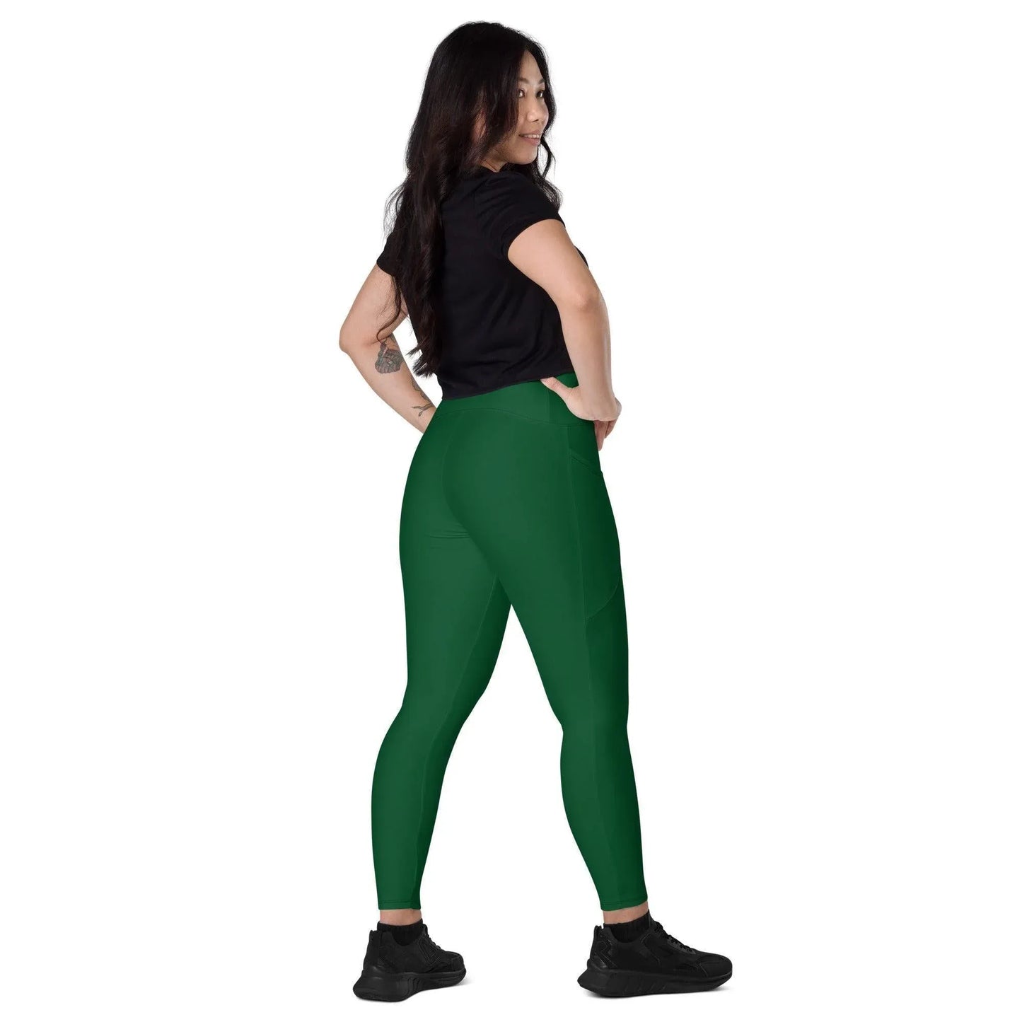 forest-green-damen-v-bund-leggings-mit-taschen-v-bund-leggings-jlr-design-2 - JLR Design